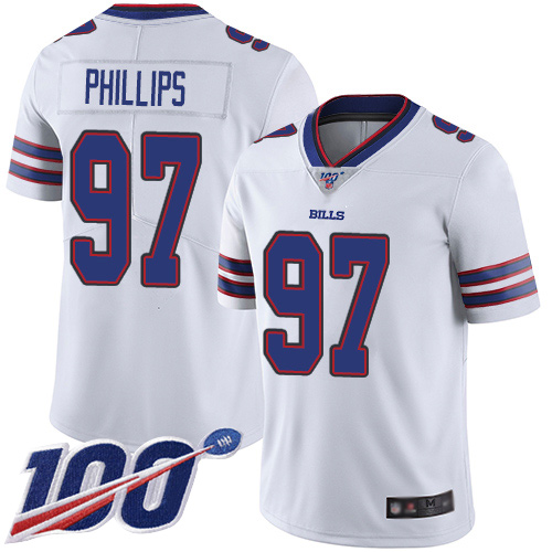 Men Buffalo Bills #97 Jordan Phillips White Vapor Untouchable Limited Player 100th Season NFL Jersey